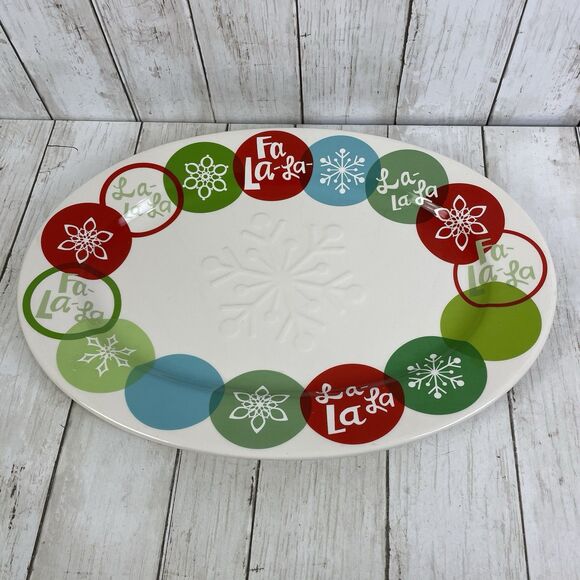 Hallmark Christmas Fa-La-La Large Serving Platter - Textured Snowflake 16.5” - Picture 1 of 8